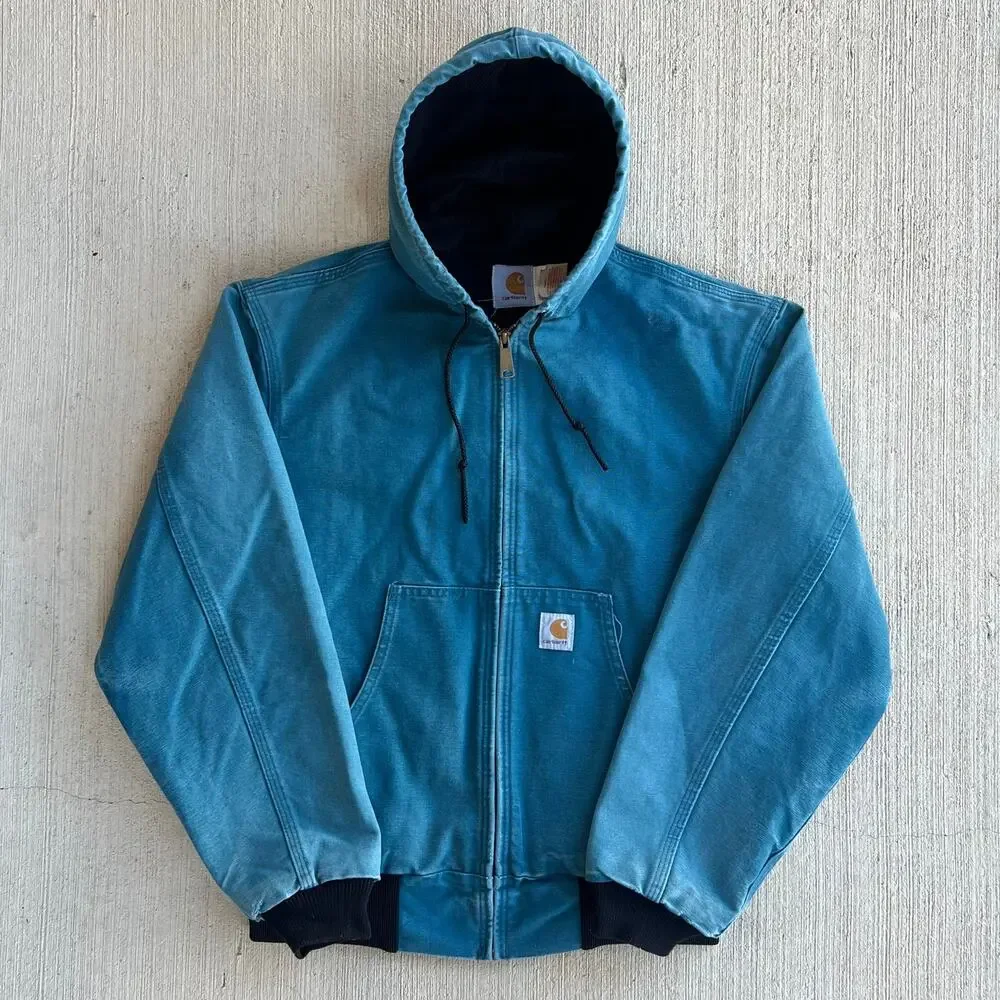 Carhartt JR455 blue hooded work wear jacket